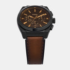 Everett Men Quartz Black Dial Chronograph Leather Watch FS6108