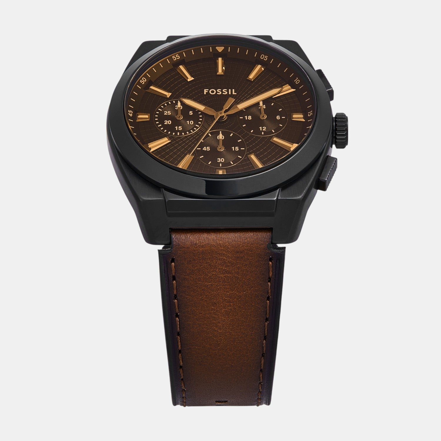 Everett Men Quartz Black Dial Chronograph Leather Watch FS6108