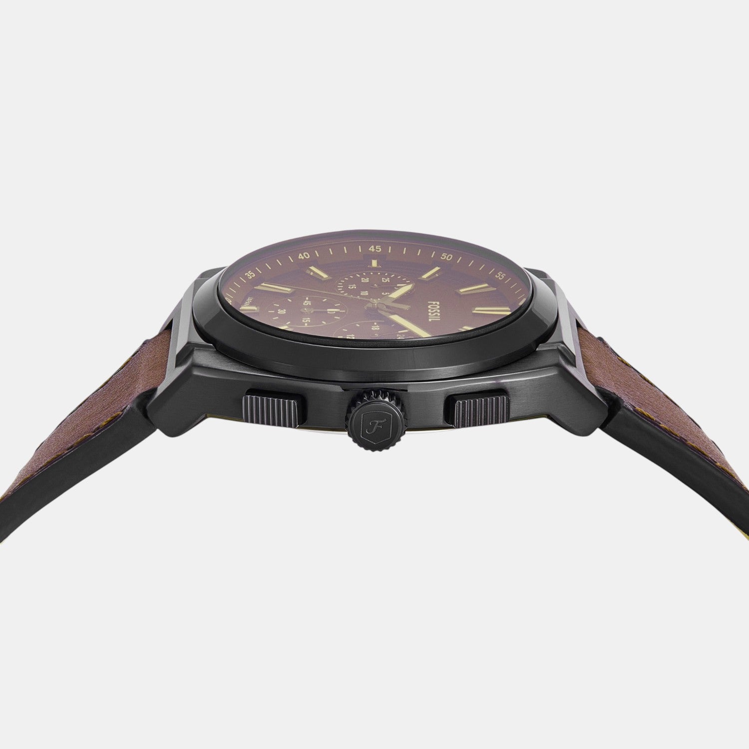 Everett Men Quartz Black Dial Chronograph Leather Watch FS6108