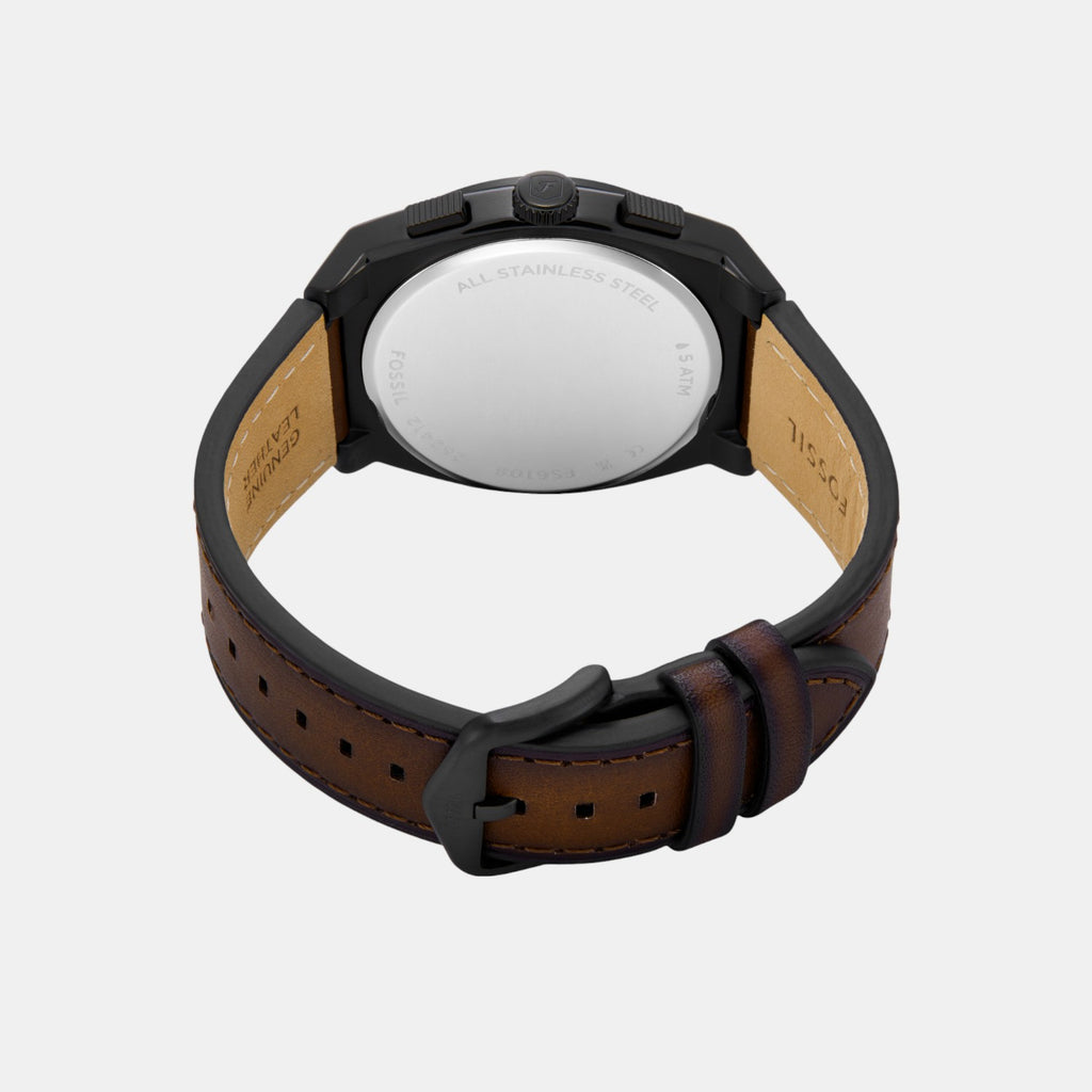 Everett Men Quartz Black Dial Chronograph Leather Watch FS6108