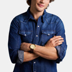 Neutra Men Quartz Gold Dial Chronograph Leather Watch FS6113