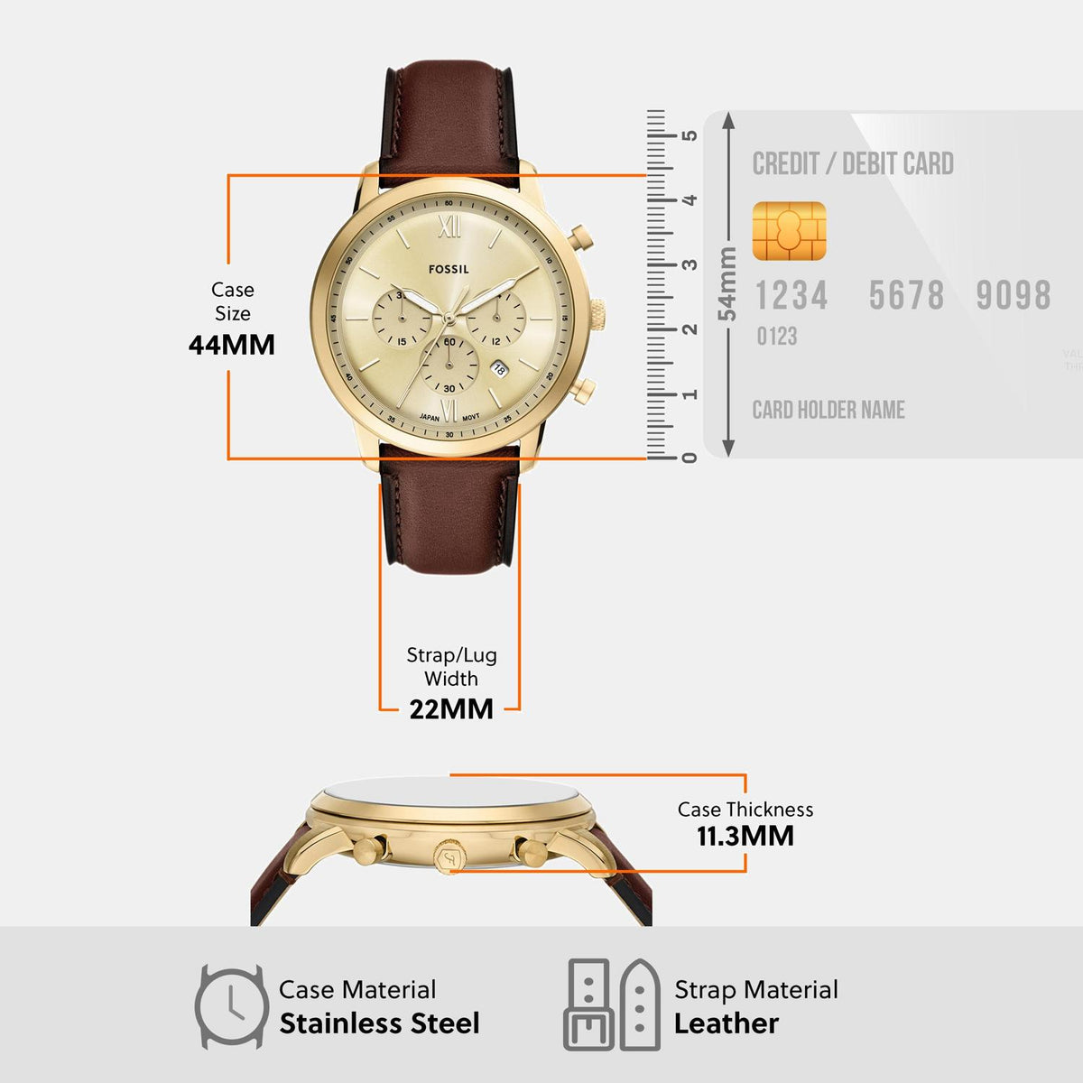 Neutra Men Quartz Gold Dial Chronograph Leather Watch FS6113