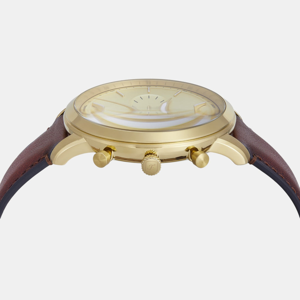 Neutra Men Quartz Gold Dial Chronograph Leather Watch FS6113