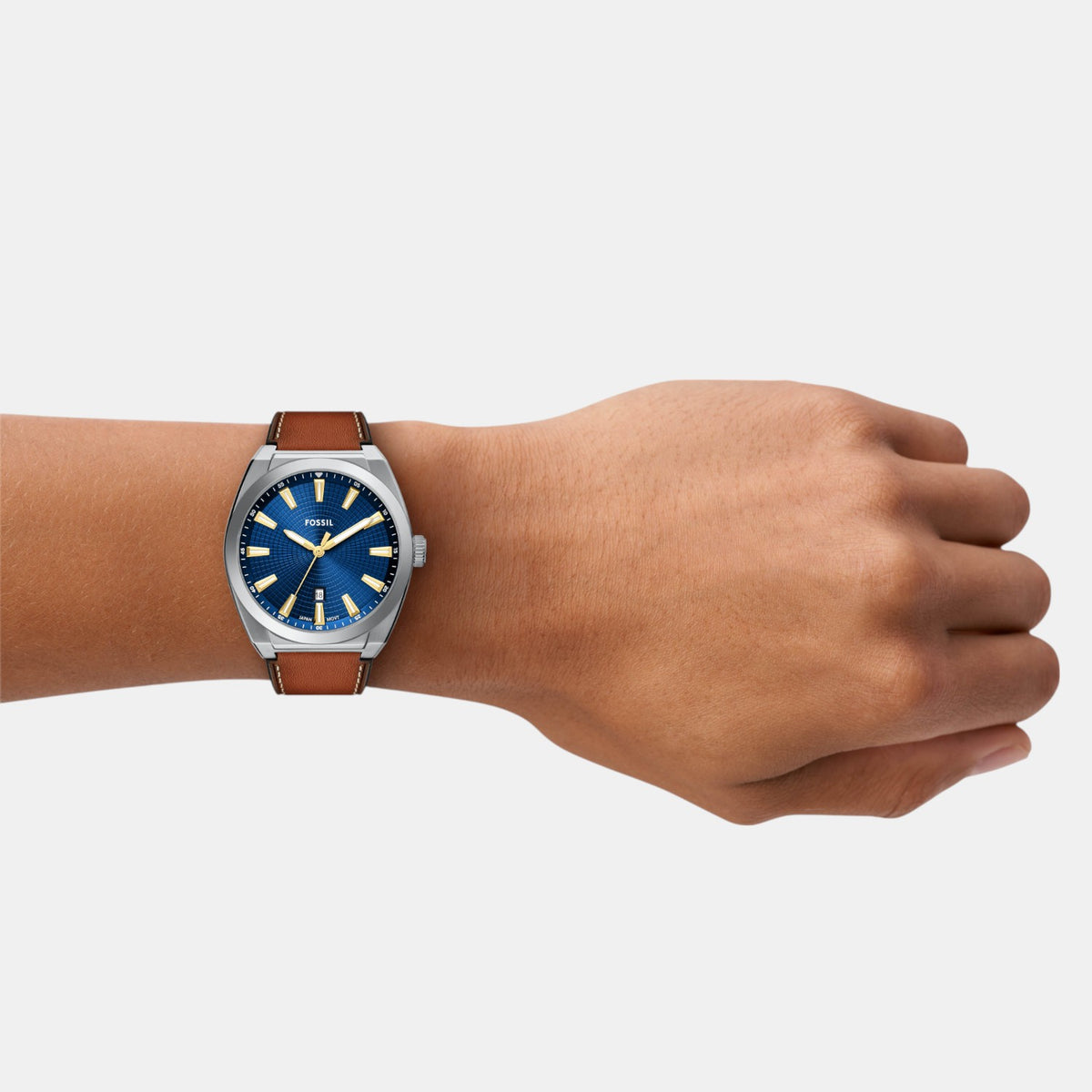 Everett Men Quartz Blue Dial Analog Leather Watch FS6115