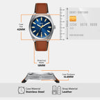 Men Quartz Blue Dial Analog Leather Watch FS6115