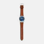 Men Quartz Blue Dial Analog Leather Watch FS6115