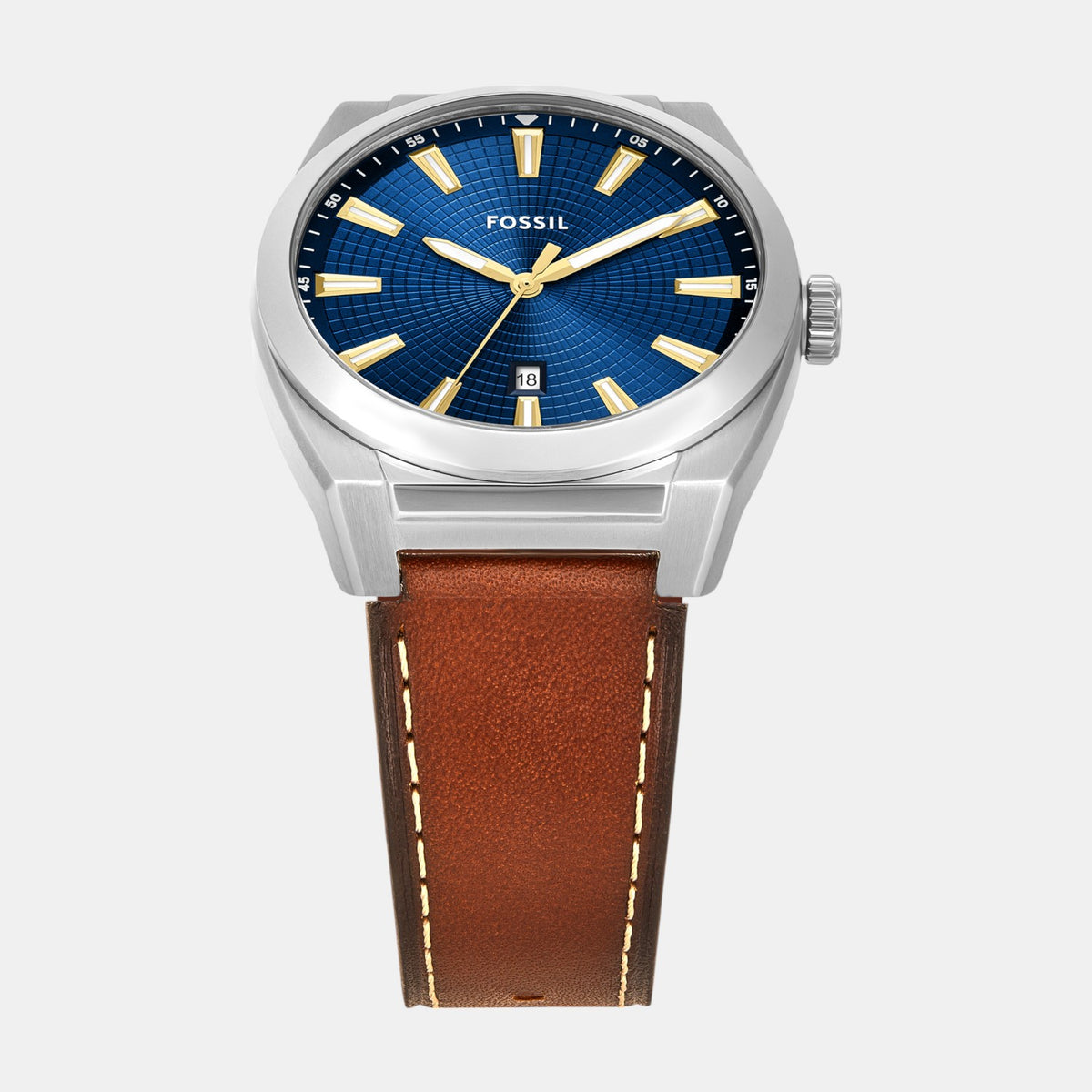 Everett Men Quartz Blue Dial Analog Leather Watch FS6115