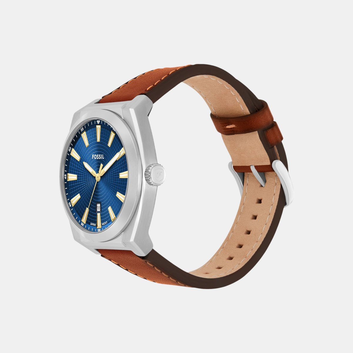 Everett Men Quartz Blue Dial Analog Leather Watch FS6115