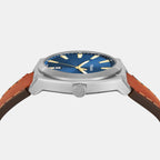 Men Quartz Blue Dial Analog Leather Watch FS6115