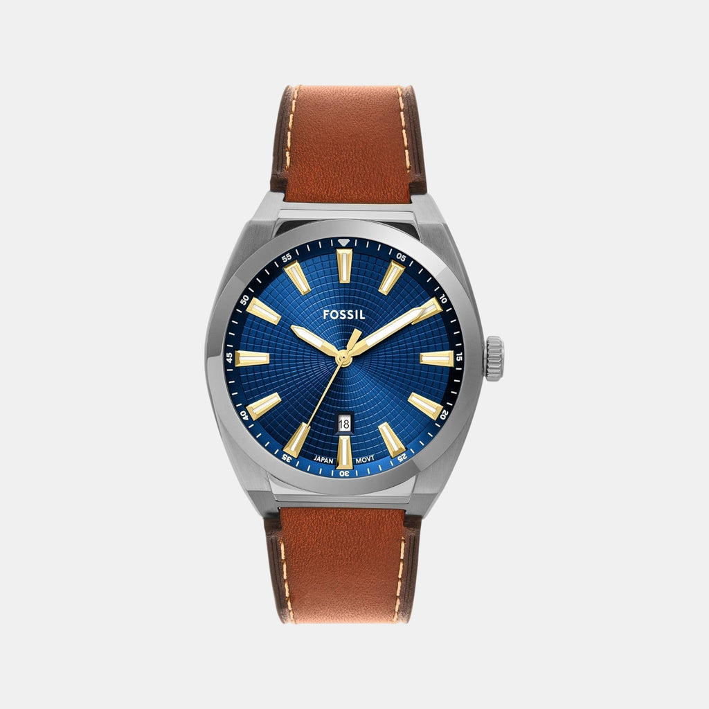 Men Quartz Blue Dial Analog Leather Watch FS6115