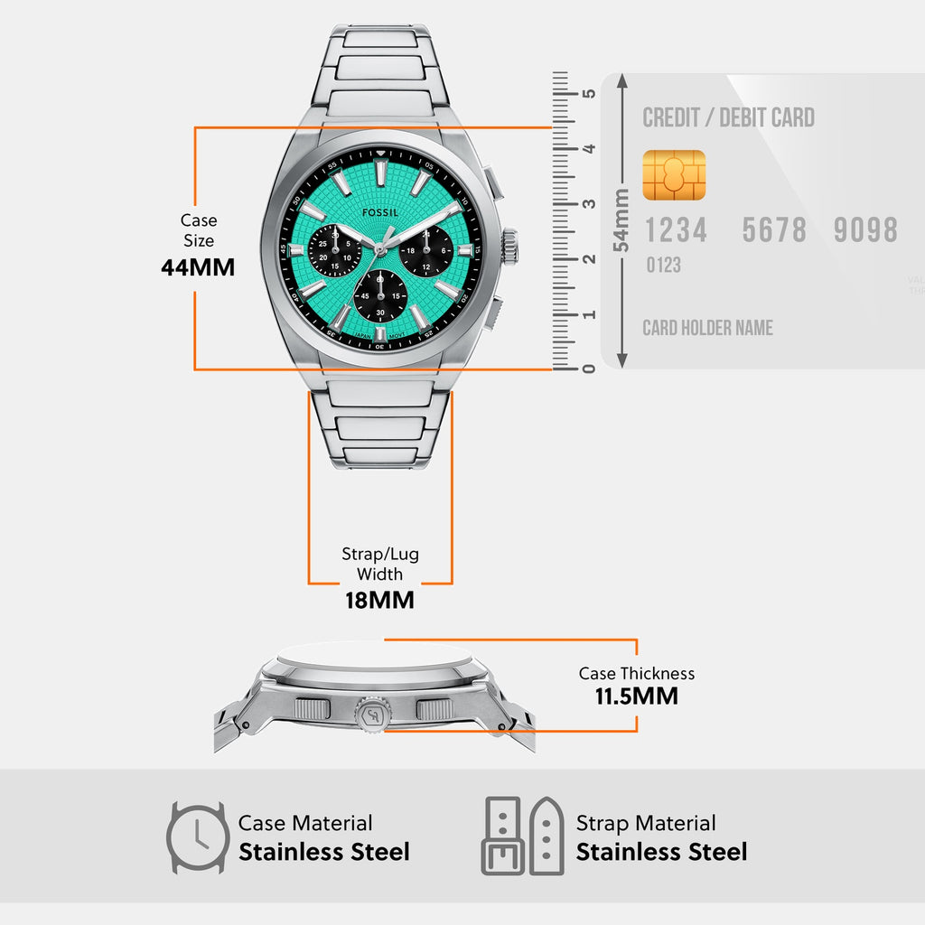 Men Quartz Blue Dial Chronograph Stainless Steel Watch FS6117