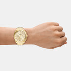 Men Quartz Gold Dial Chronograph Stainless Steel Watch FS6119