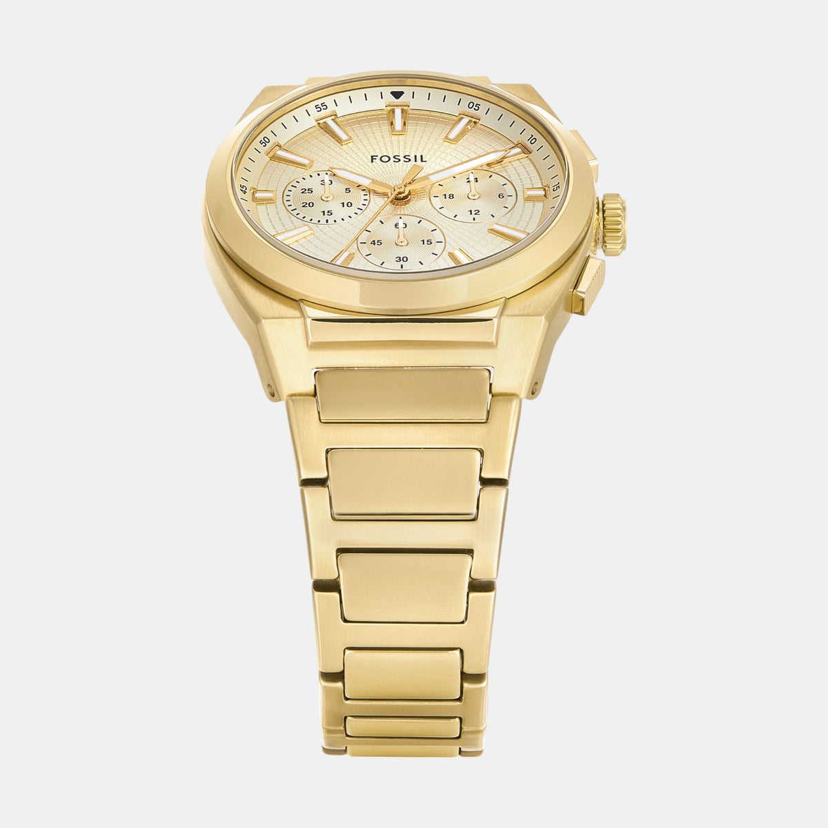 Everett Men Quartz Gold Dial Multi-Function Stainless Steel Watch FS6119