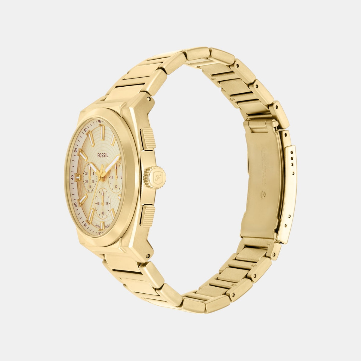 Everett Men Quartz Gold Dial Multi-Function Stainless Steel Watch FS6119