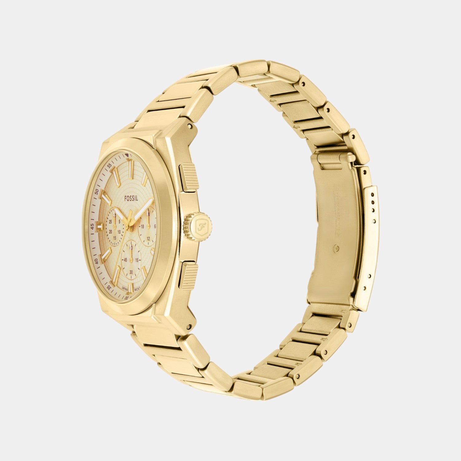 Men Quartz Gold Dial Chronograph Stainless Steel Watch FS6119