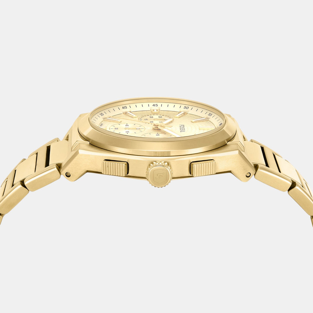 Men Quartz Gold Dial Chronograph Stainless Steel Watch FS6119