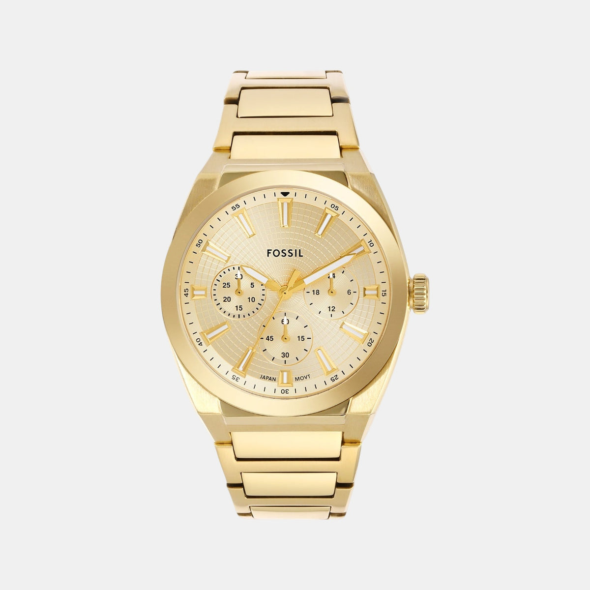 Everett Men Quartz Gold Dial Multi-Function Stainless Steel Watch FS6119