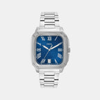 Men Quartz Blue Dial Analog Stainless Steel Watch FS6121
