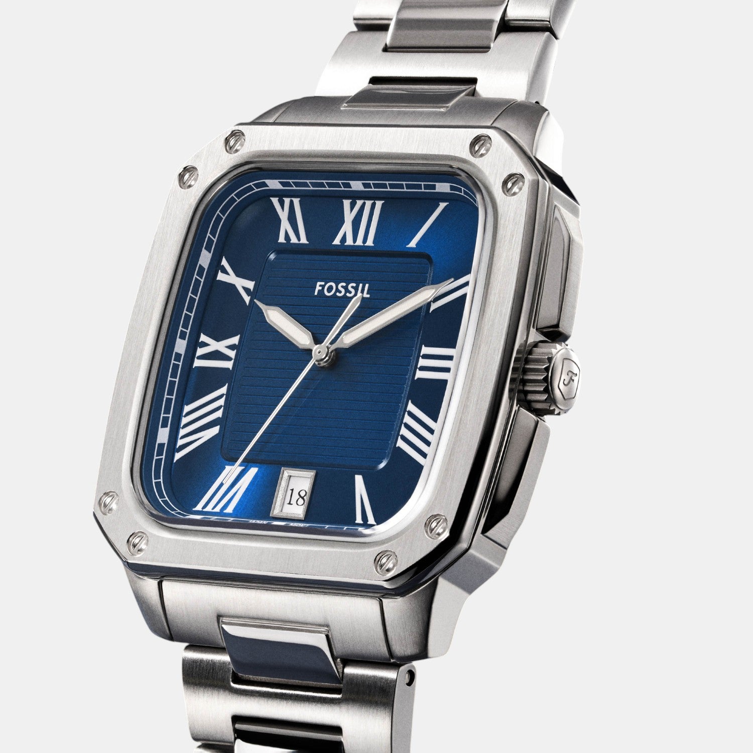 Men Quartz Blue Dial Analog Stainless Steel Watch FS6121