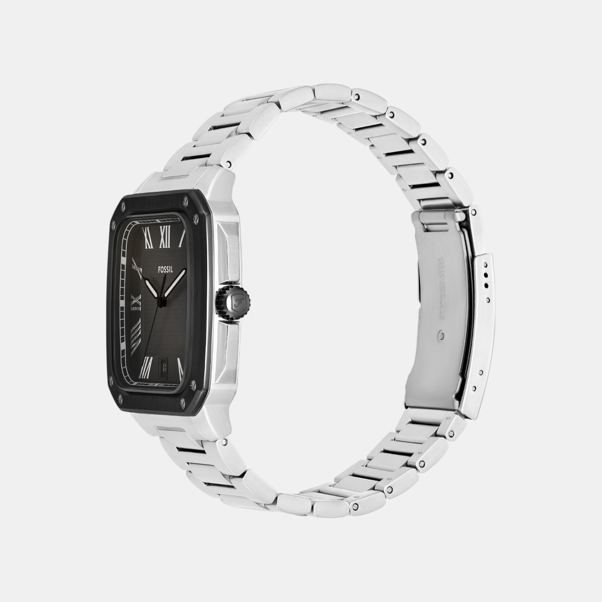 Crosby Men Quartz Grey Dial Analog Stainless Steel Watch FS6122