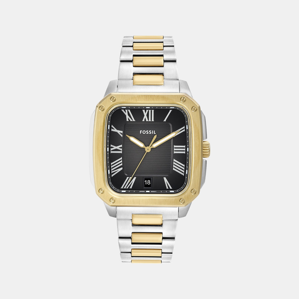 Men Quartz Black Dial Analog Stainless Steel Watch FS6123