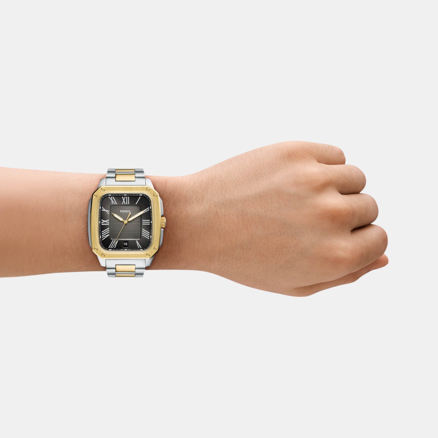 Men Quartz Black Dial Analog Stainless Steel Watch FS6123