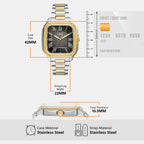 Men Quartz Black Dial Analog Stainless Steel Watch FS6123