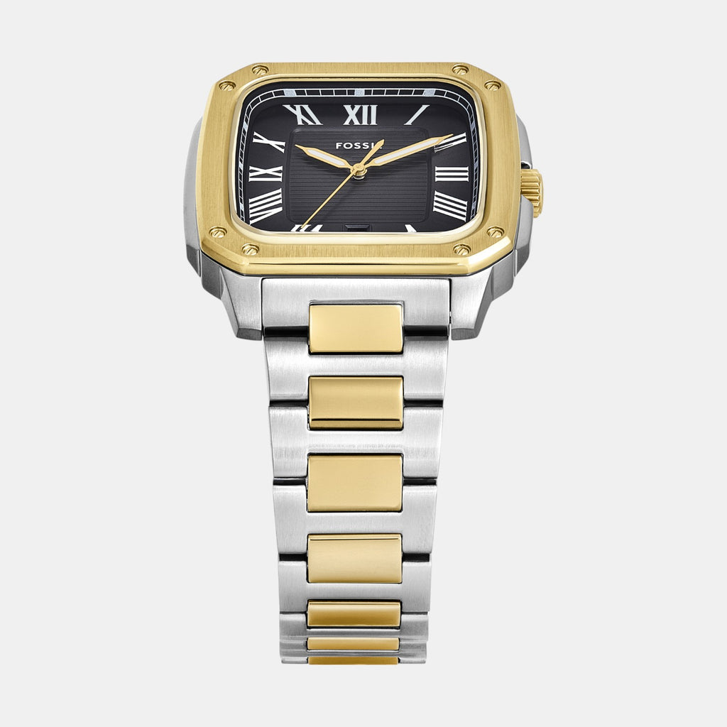 Men Quartz Black Dial Analog Stainless Steel Watch FS6123