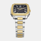 Men Quartz Black Dial Analog Stainless Steel Watch FS6123