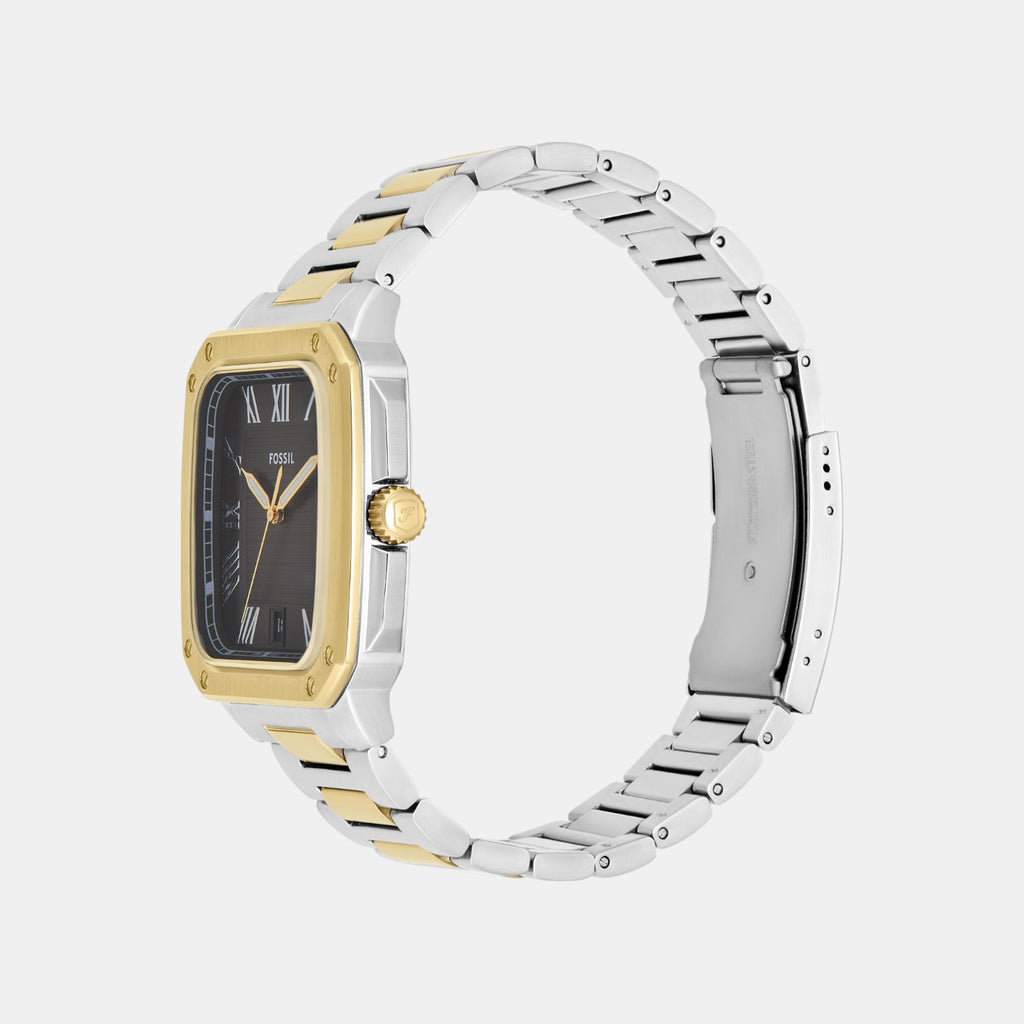 Men Quartz Black Dial Analog Stainless Steel Watch FS6123