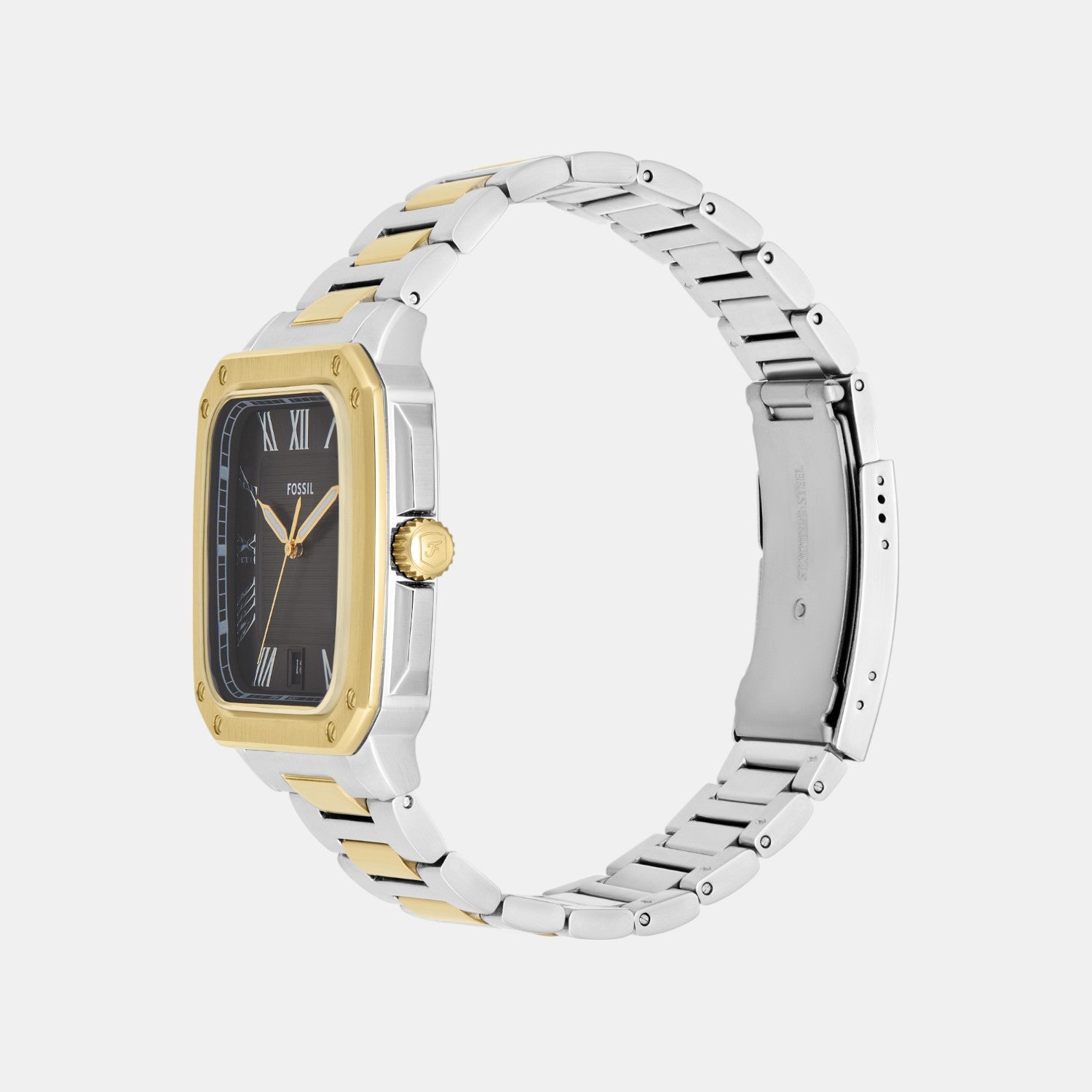 Men Quartz Black Dial Analog Stainless Steel Watch FS6123