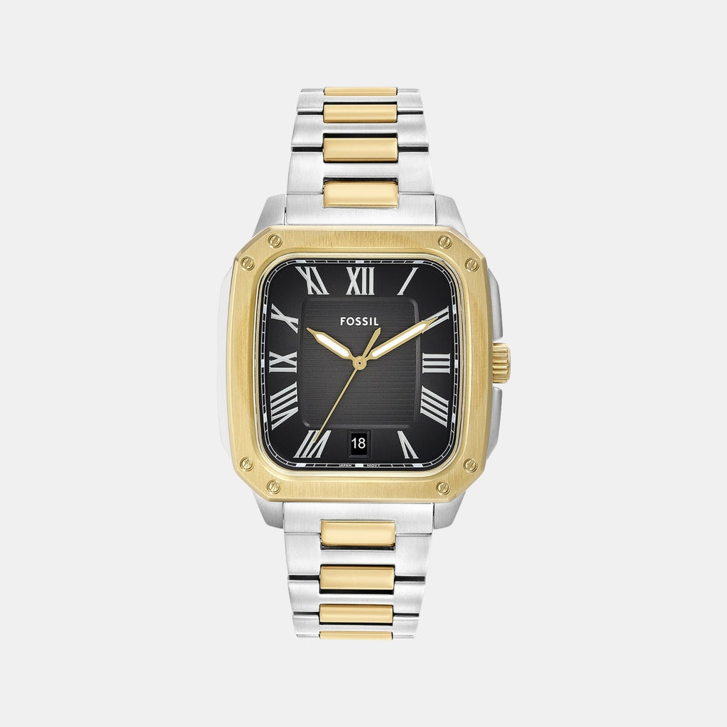 Men Quartz Black Dial Analog Stainless Steel Watch FS6123