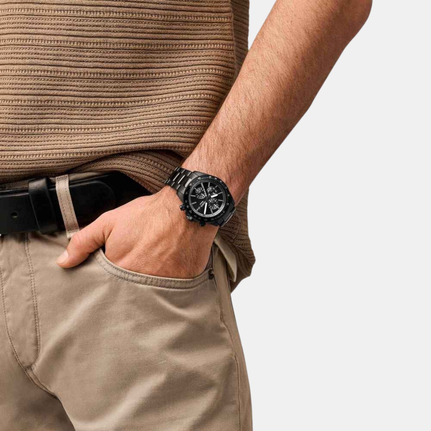 Autocross Men Quartz Black Dial Chronograph Stainless Steel Watch FS6125