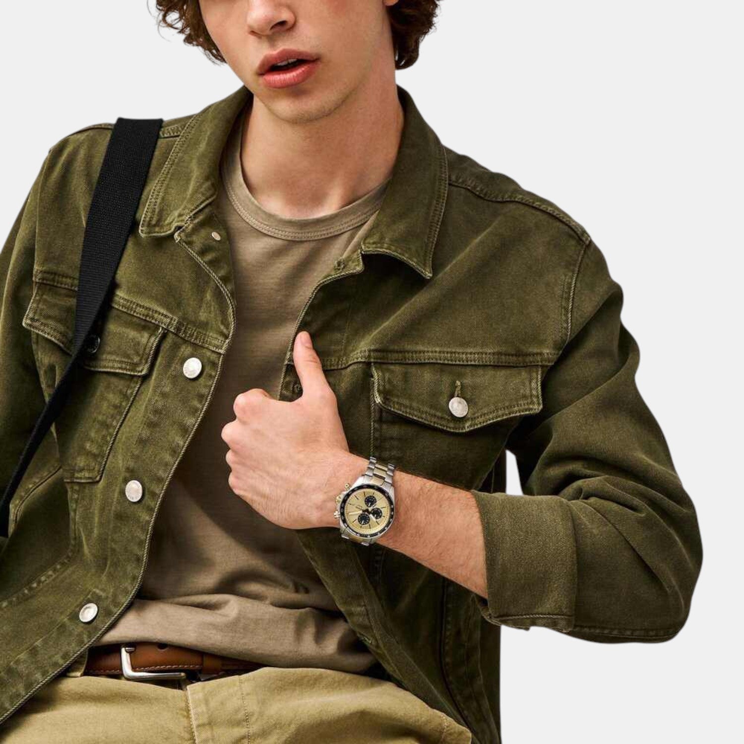 Autocross Men Quartz Gold Dial Chronograph Stainless Steel Watch FS6126