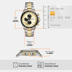 Autocross Men Quartz Gold Dial Chronograph Stainless Steel Watch FS6126