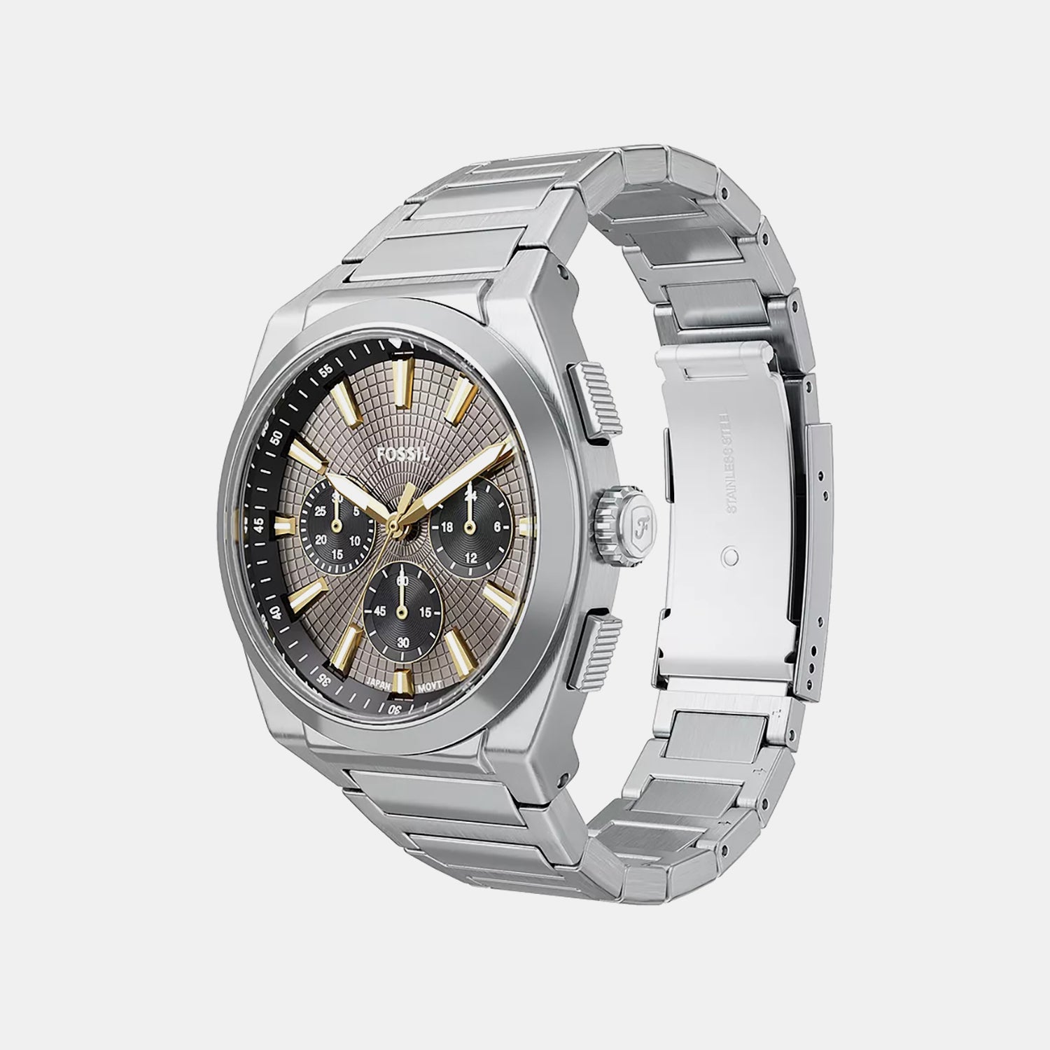 Everett Men Quartz Grey Dial Analog Stainless Steel Watch FS6128