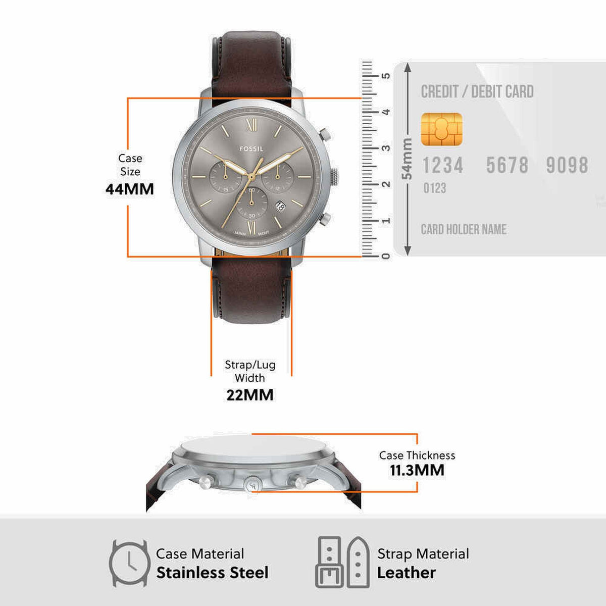 Neutra Men Quartz Grey Dial Chronograph Leather Watch FS6129