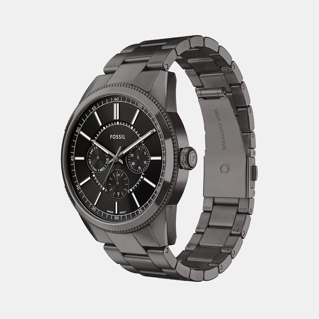 Pearson Men Quartz Black Dial Multi-Function Stainless Steel Watch FS6136