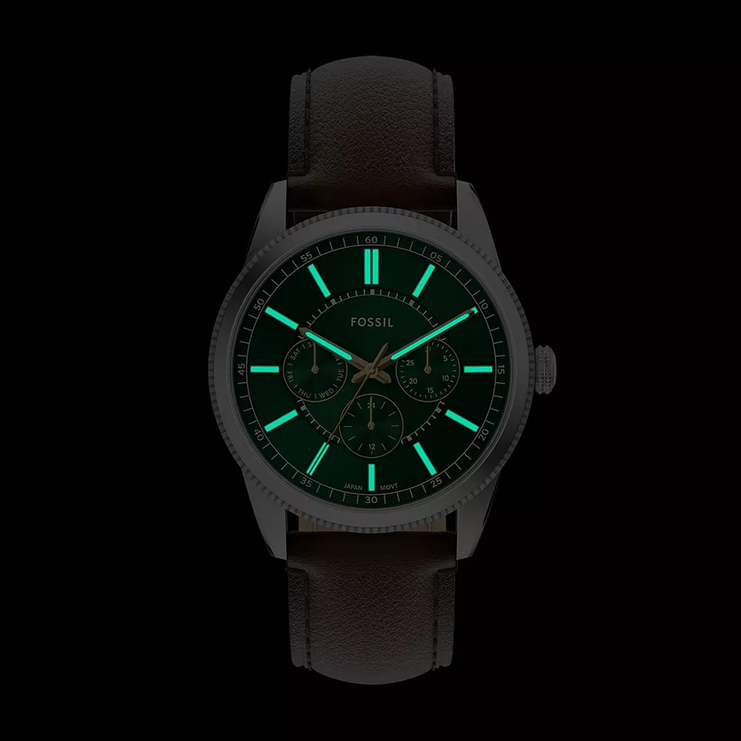 Pearson Men Quartz Green Dial Multi-Function Leather Watch FS6137