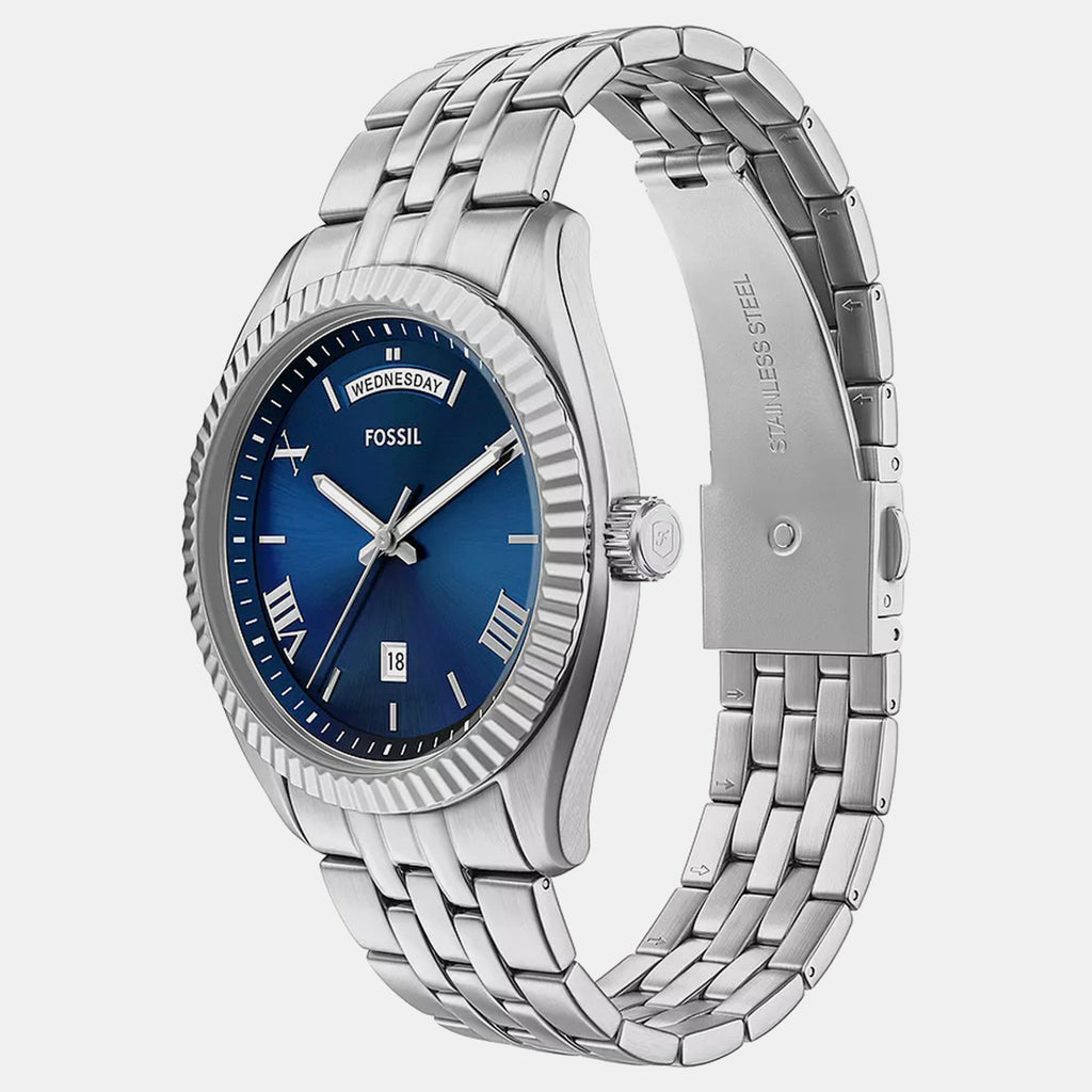 Campbell Men Quartz Blue Dial Analog Stainless Steel Watch FS6140