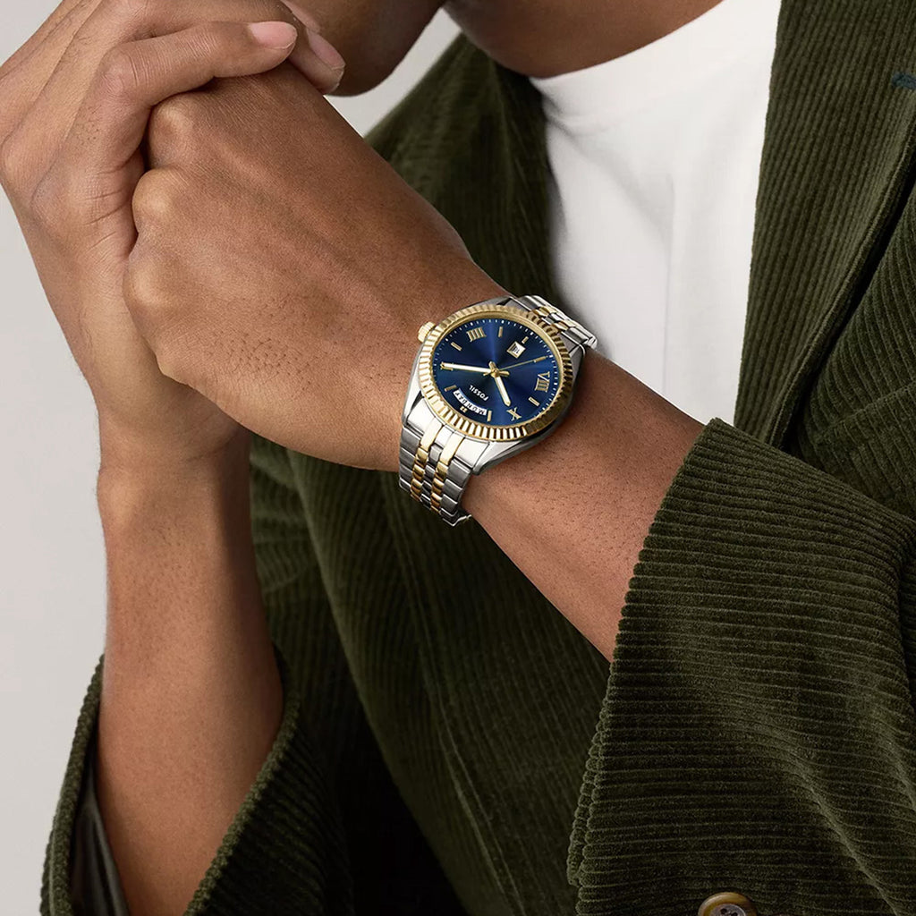Campbell Men Quartz Blue Dial Analog Stainless Steel Watch FS6141