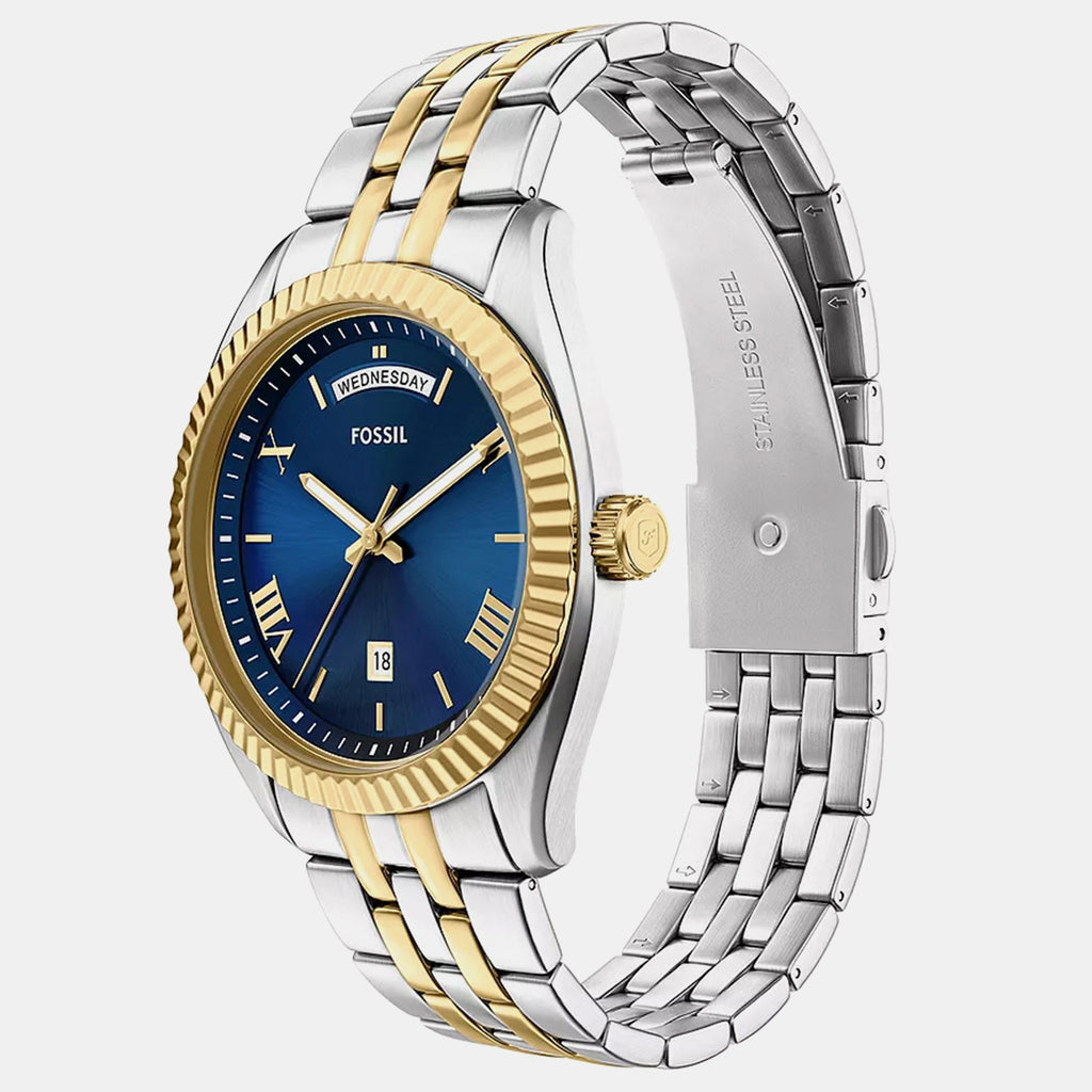 Campbell Men Quartz Blue Dial Analog Stainless Steel Watch FS6141