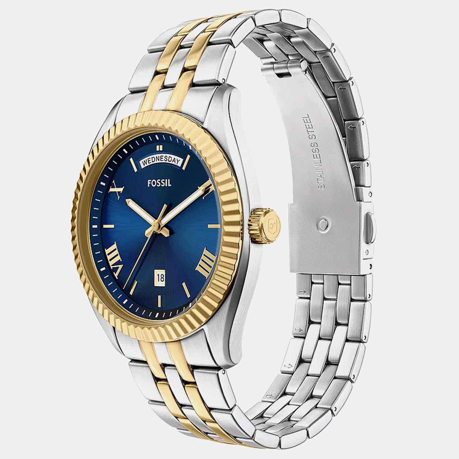 Campbell Men Quartz Blue Dial Analog Stainless Steel Watch FS6141