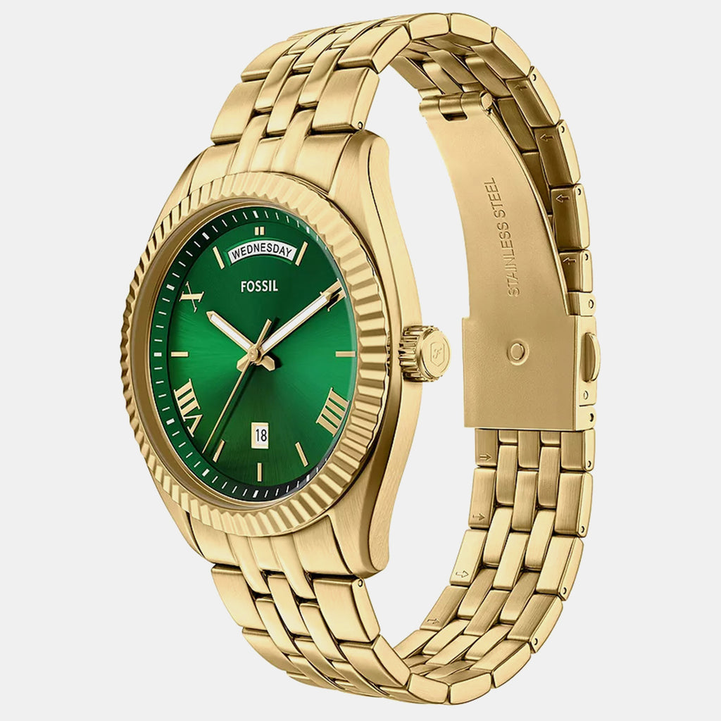 Campbell Men Quartz Green Dial Analog Stainless Steel Watch FS6142