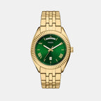 Campbell Men Quartz Green Dial Analog Stainless Steel Watch FS6142