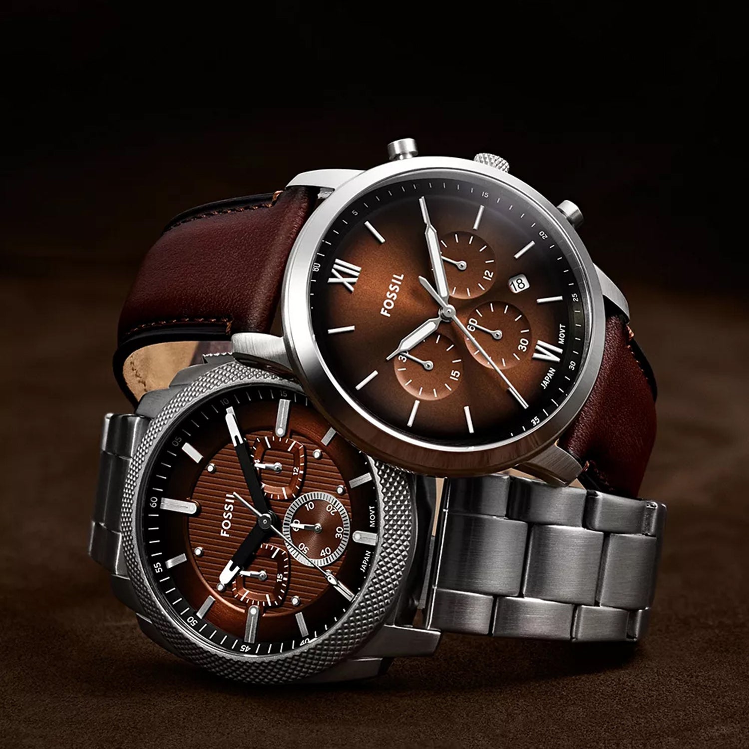 Neutra Men Quartz Brown Dial Chronograph Leather Watch FS6143