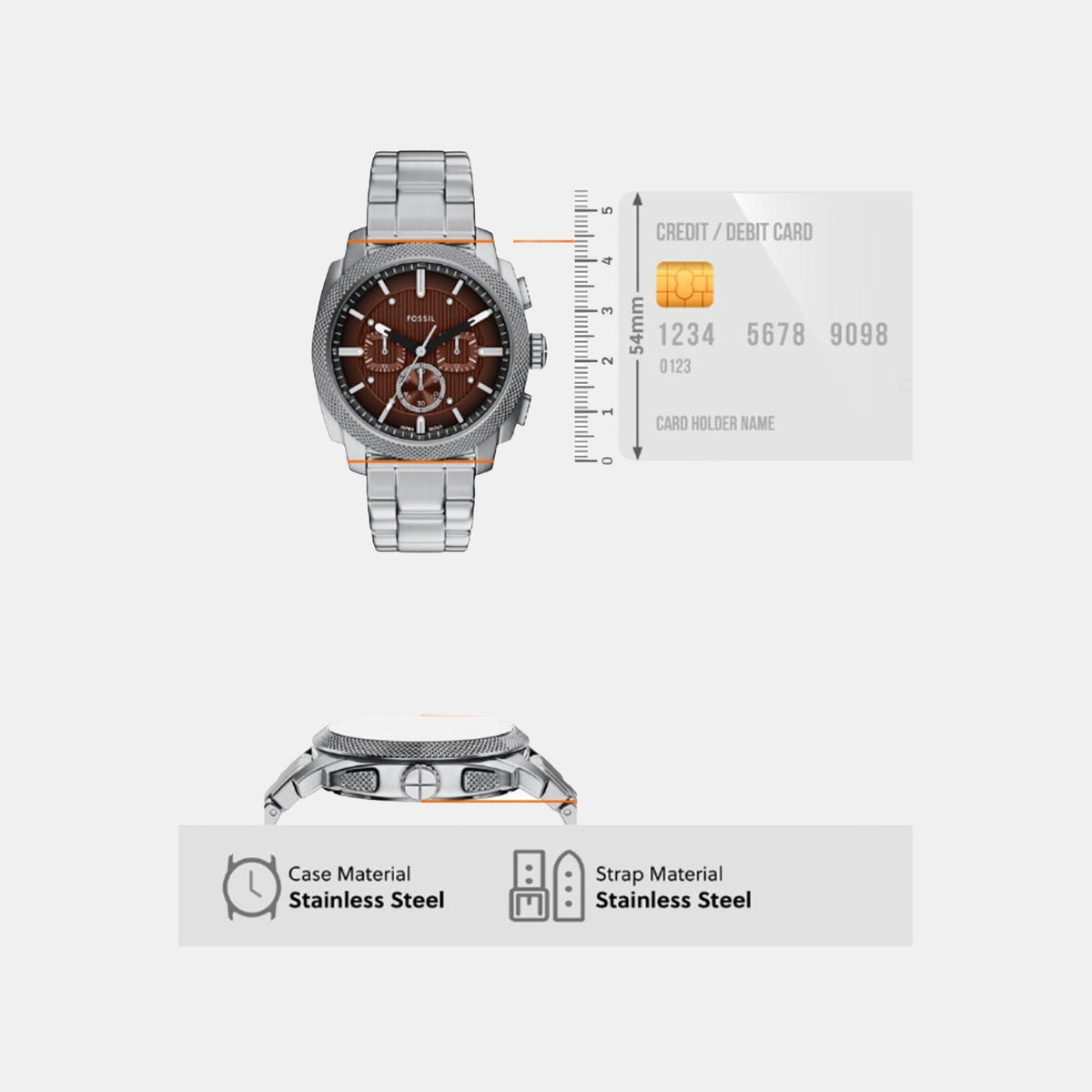 Machine Men Quartz Brown Dial Chronograph Stainless Steel Watch FS6144