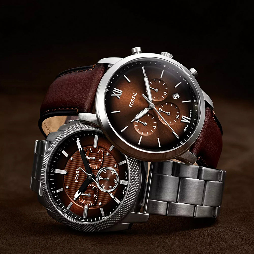 Machine Men Quartz Brown Dial Chronograph Stainless Steel Watch FS6144