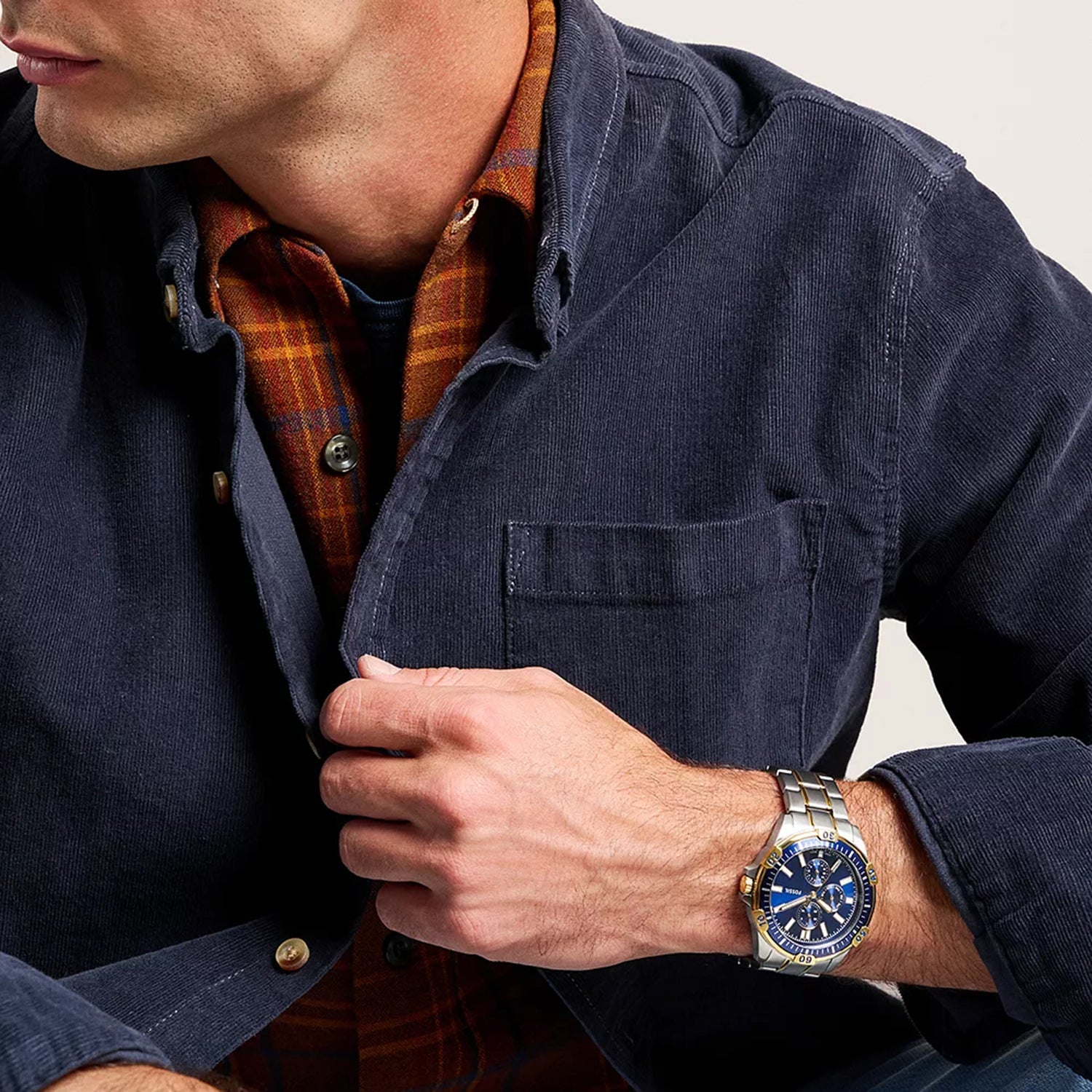 Garrett Men Quartz Blue Dial Multi-Function Stainless Steel Watch FS6146