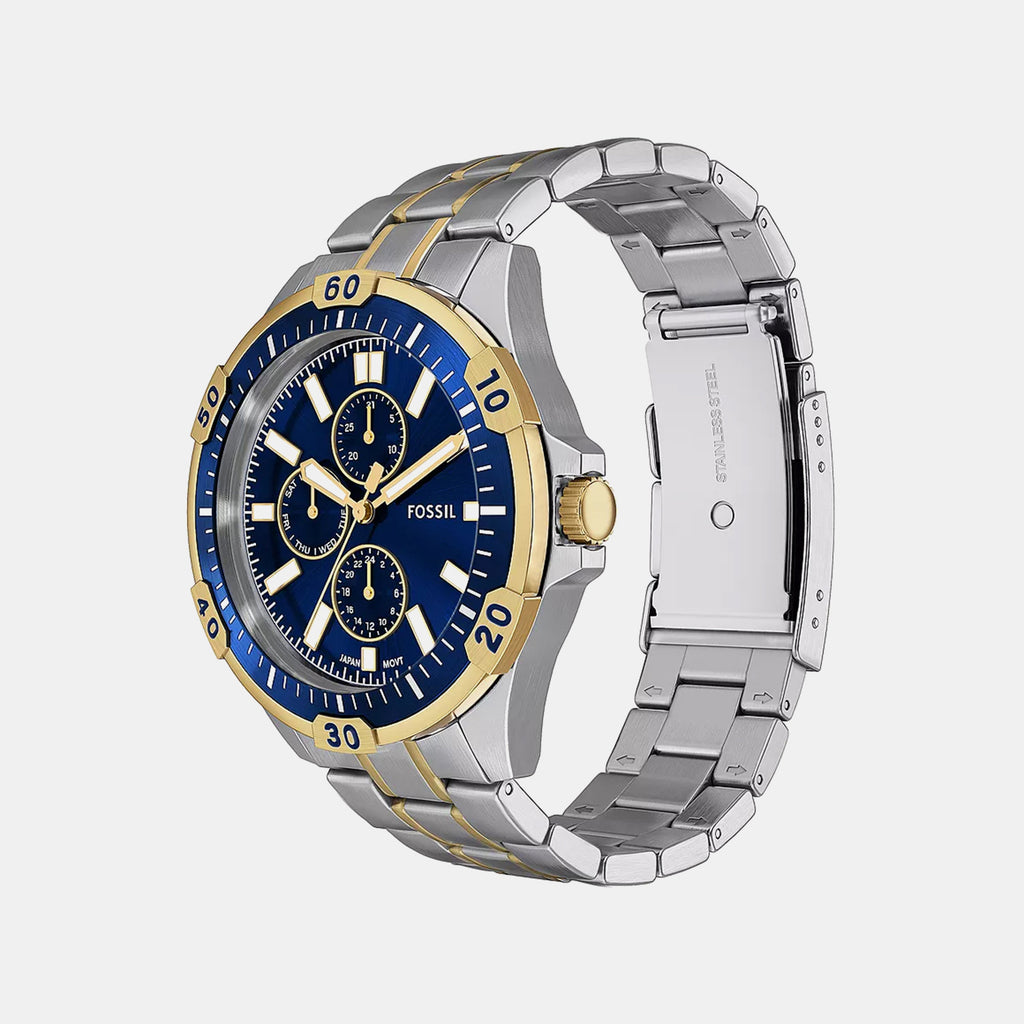 Garrett Men Quartz Blue Dial Multi-Function Stainless Steel Watch FS6146